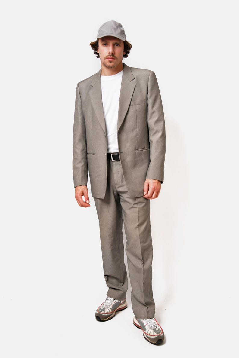 Vintage men's beige classic suit for men.