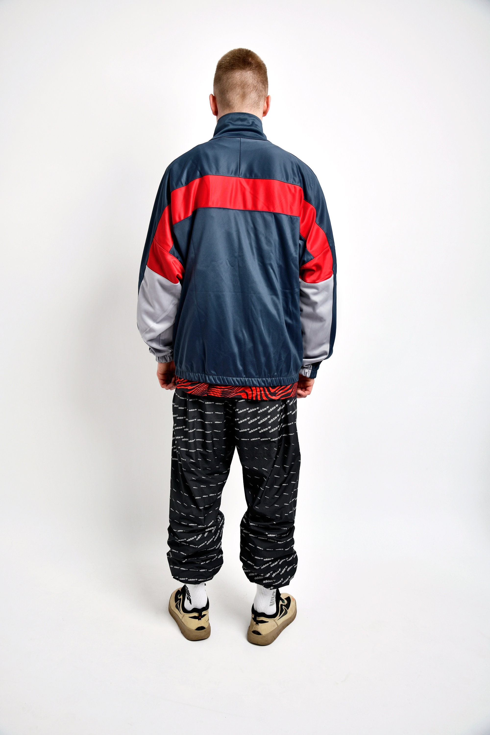 Retro 80s Track Jacket Multi Colour Block Men's Vintage Etsy