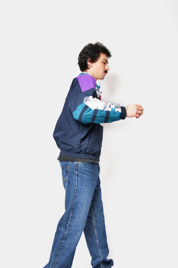 90s abstract patterned shell jacket multi coloure… - image 5