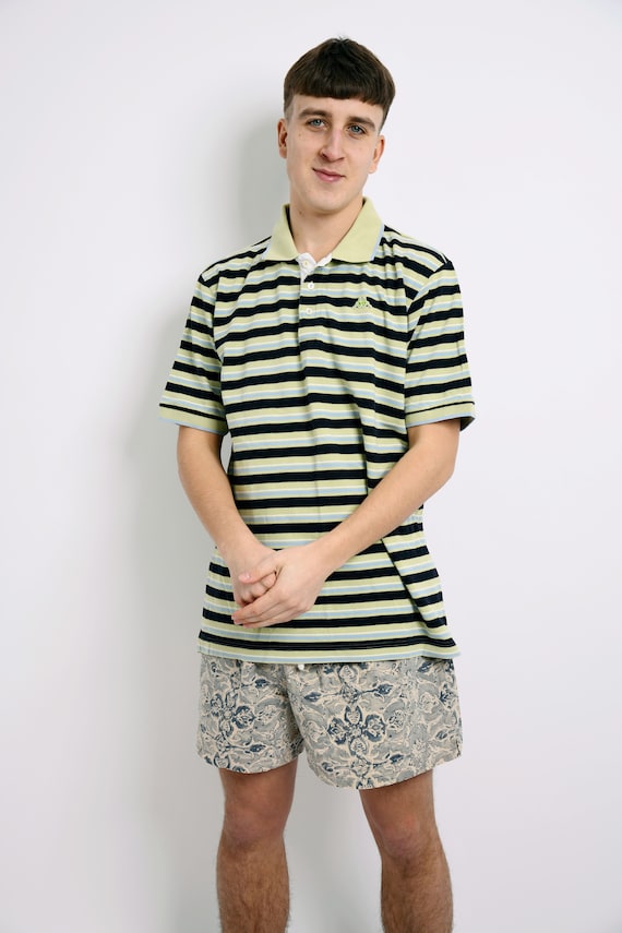 80s KAPPA ゲームシャツ セットアップ グリーン 日本製 VINTAGE KAPPA Vintage Polo Shirt Green in Stripes Mens | 90s 00s
