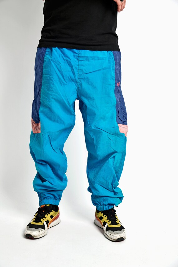 Vintage Nylon Shell Pants Blue Old 