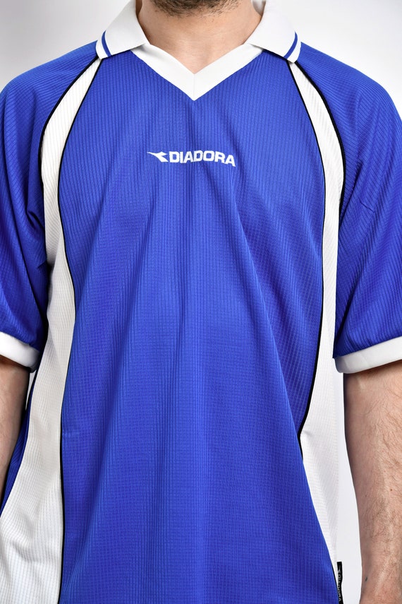 DIADORA Soccer Blue Shirt Men Jersey Football Team Training - Etsy