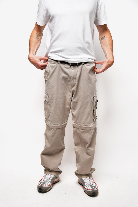 Vintage Hiking Pants Brown Beige Men's | Y2K Multi Pocket Cotton