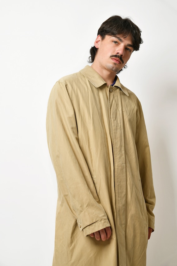 90s retro mac coat men's beige brown | Classic vi… - image 3