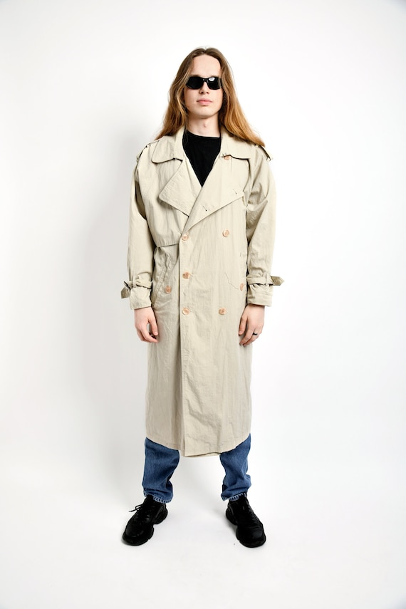 90s vintage detective trench coat men's beige | Sp