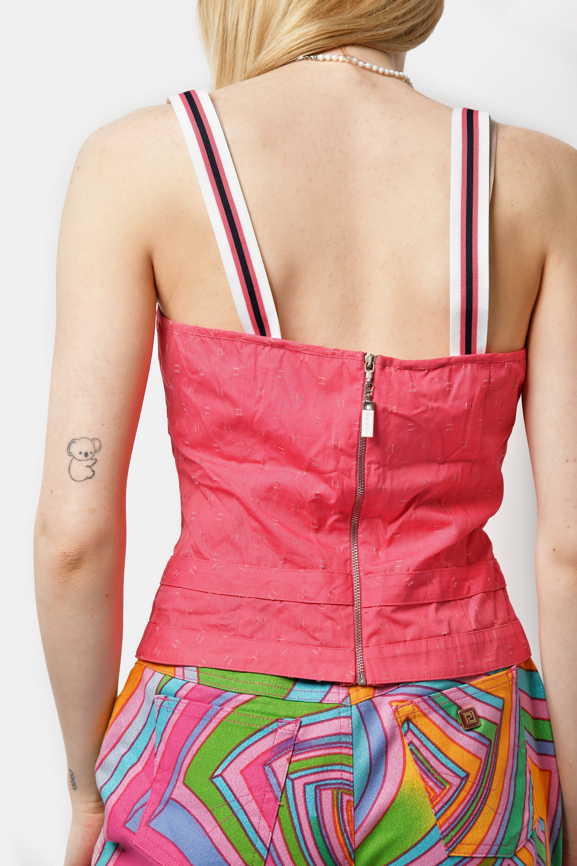 Versace Sport Y2K Tank Top With Straps in Pink Colour