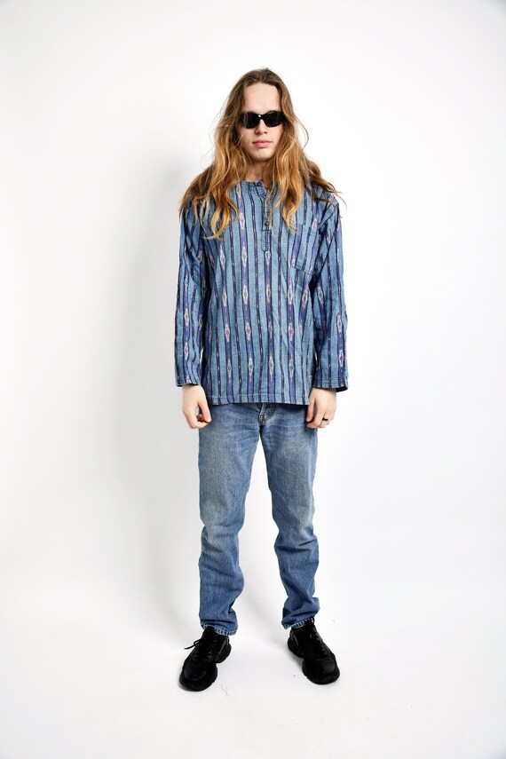 Mens collarless button up cheap shirt