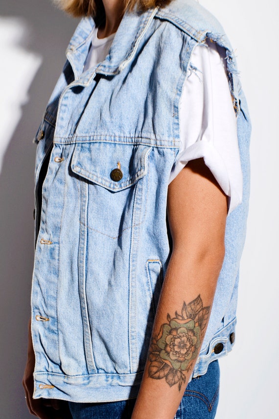 Vintage 80s Denim Vest Jacket Old 