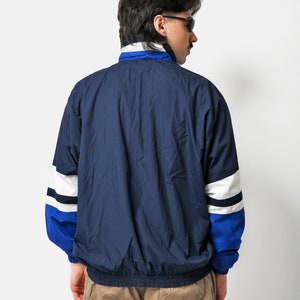 Mens vintage jacket blue white Lightweight windbreaker shell sport jacket 90s Y2K tracksuit top trainer track jacket for men Medium M image 5