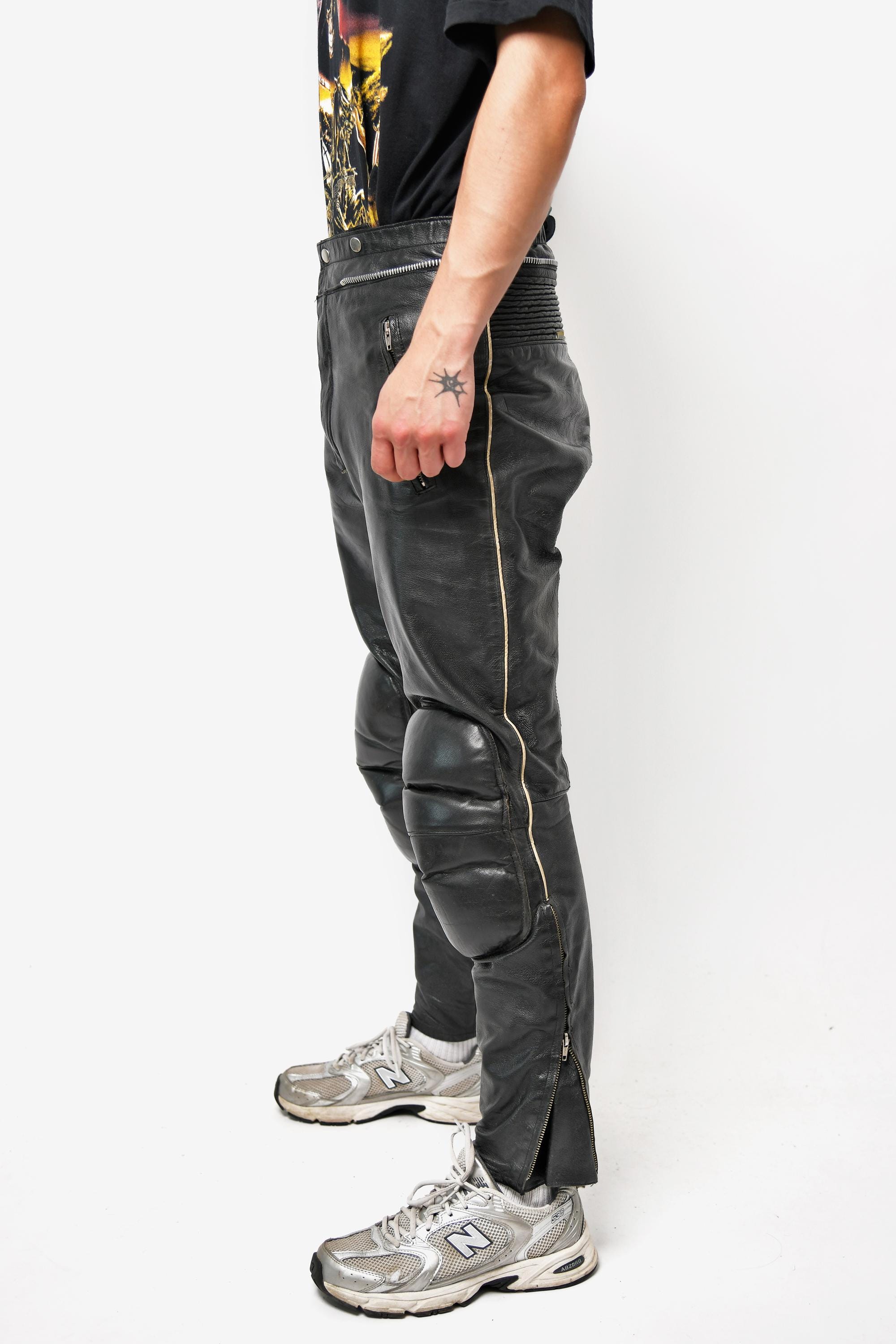 Pantaloni Da Motociclista In Vera Pelle Neri O Marroni, Con Cintura, Taglie Fino A 5XL, Cargo E Classici