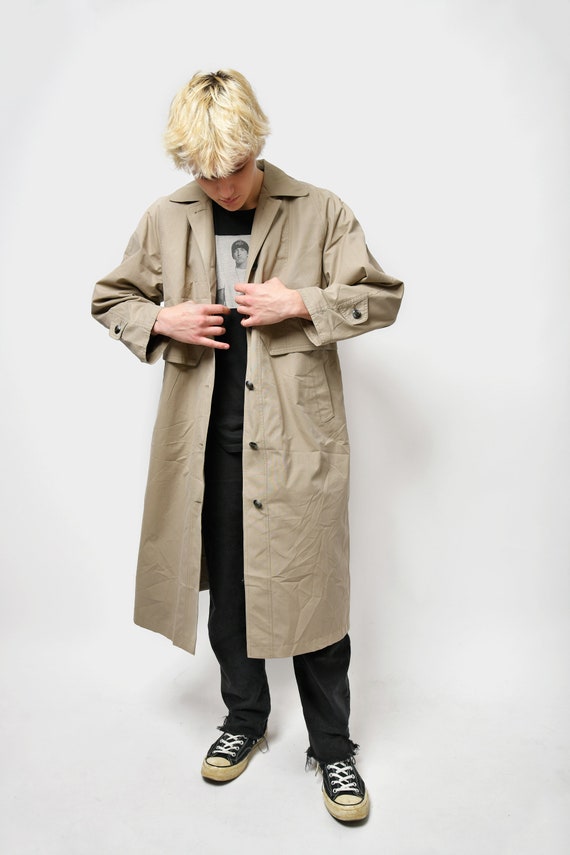 90s retro mac coat men's beige brown | Classic vi… - image 7