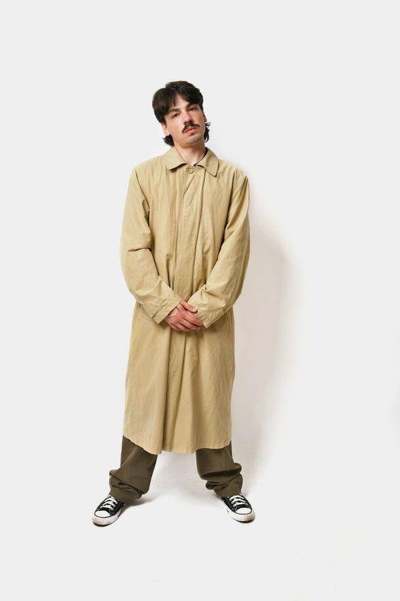 90s retro mac coat men's beige brown | Classic vi… - image 2