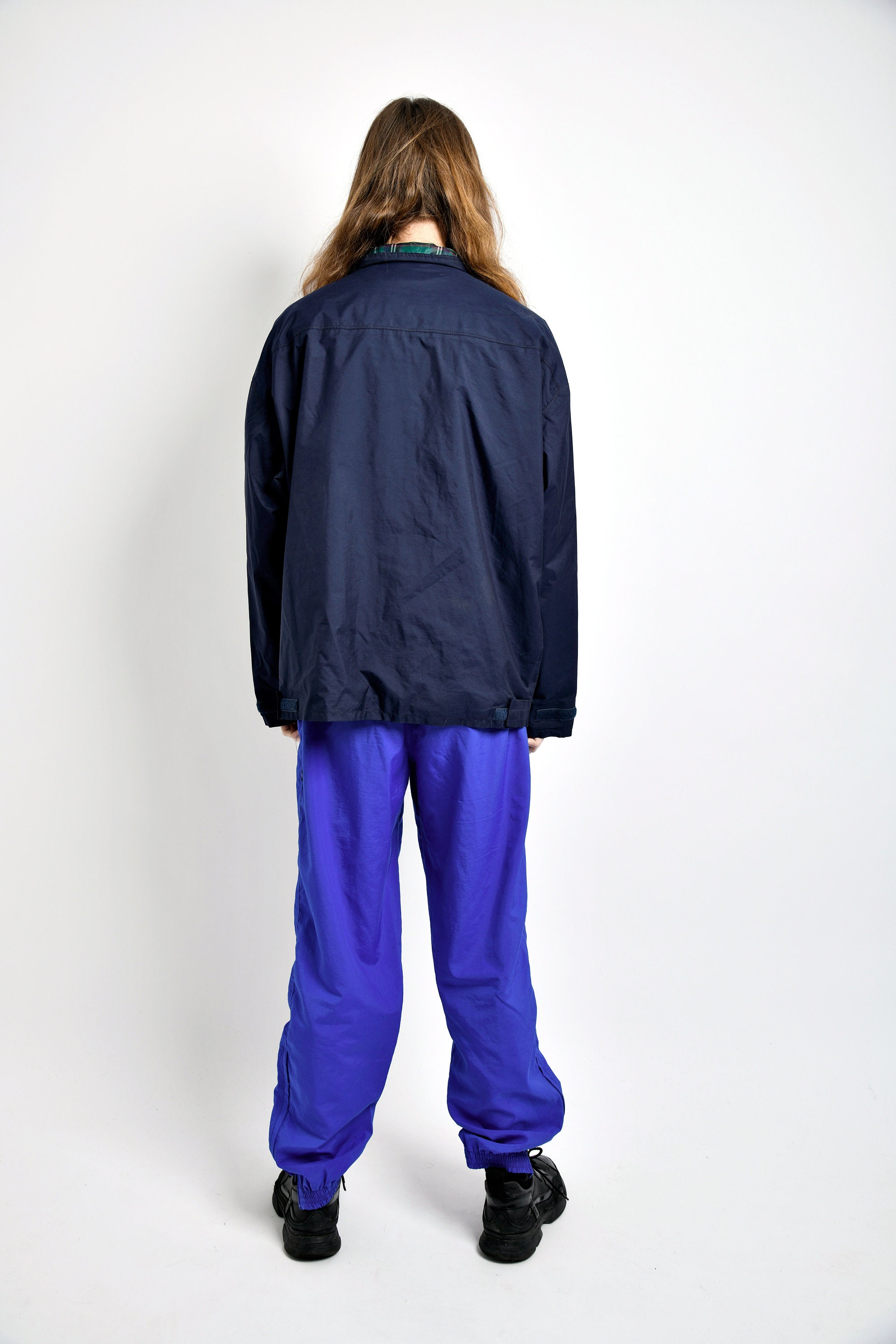 80s Vintage Windbreaker Jacket Navy Dark Blue Colour | Retro