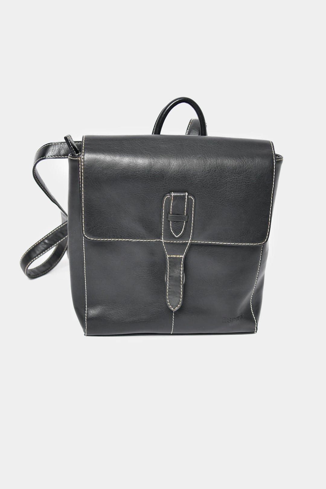 Esprit Mini Backpack Bag in Black PVC Faux Leather for Her | Y2K 2000s ...