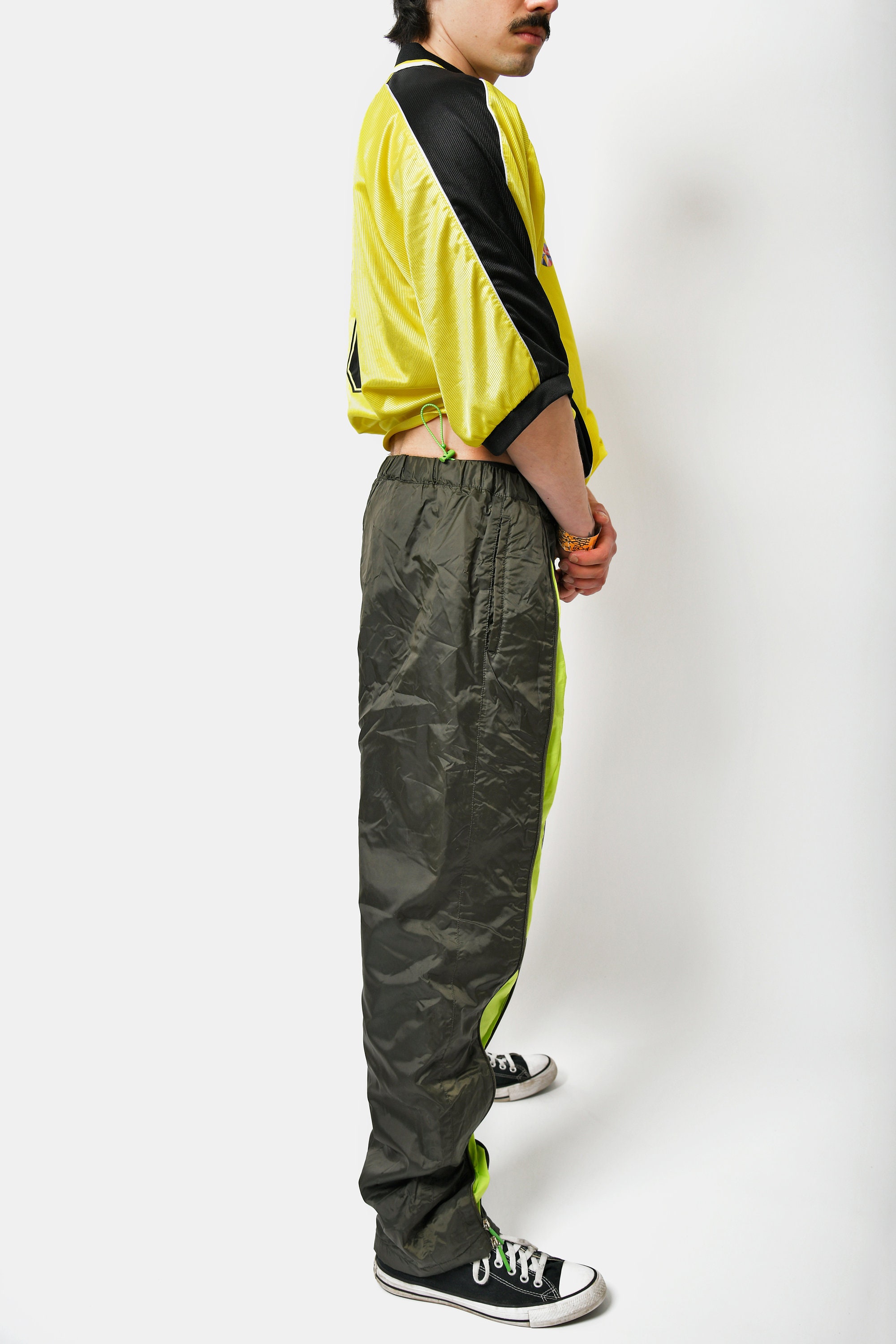 Vintage Versace Sport Nylon Pants Green | Deadstock 00s Y2K