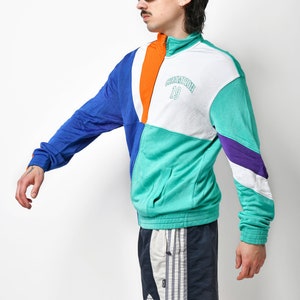 90s style CHAMPION jacket multi colour block men's Full zip up tracksuit top track sport rave bold vibrant jacket Medium M size image 6