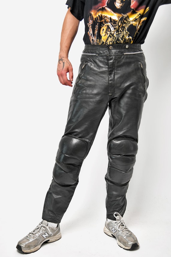 Vintage Motorcycle Leather Pants Black | Retro Moto Biker Vintage Motorcycle Leather Pants Black | Retro Moto Biker