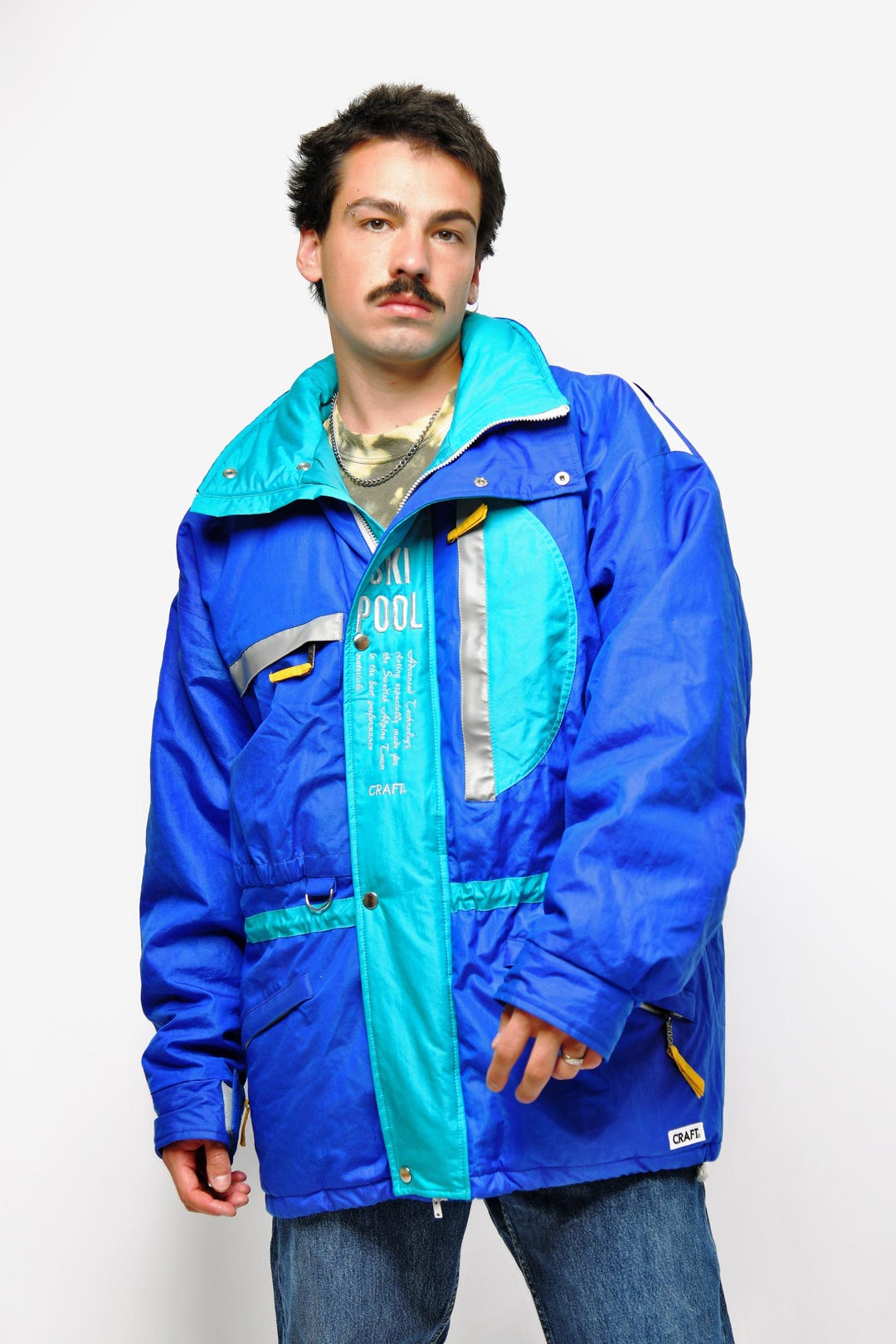 90s Vintage Warm Winter Parka Blue Colour | Insulated Padded Hooded Ski ...