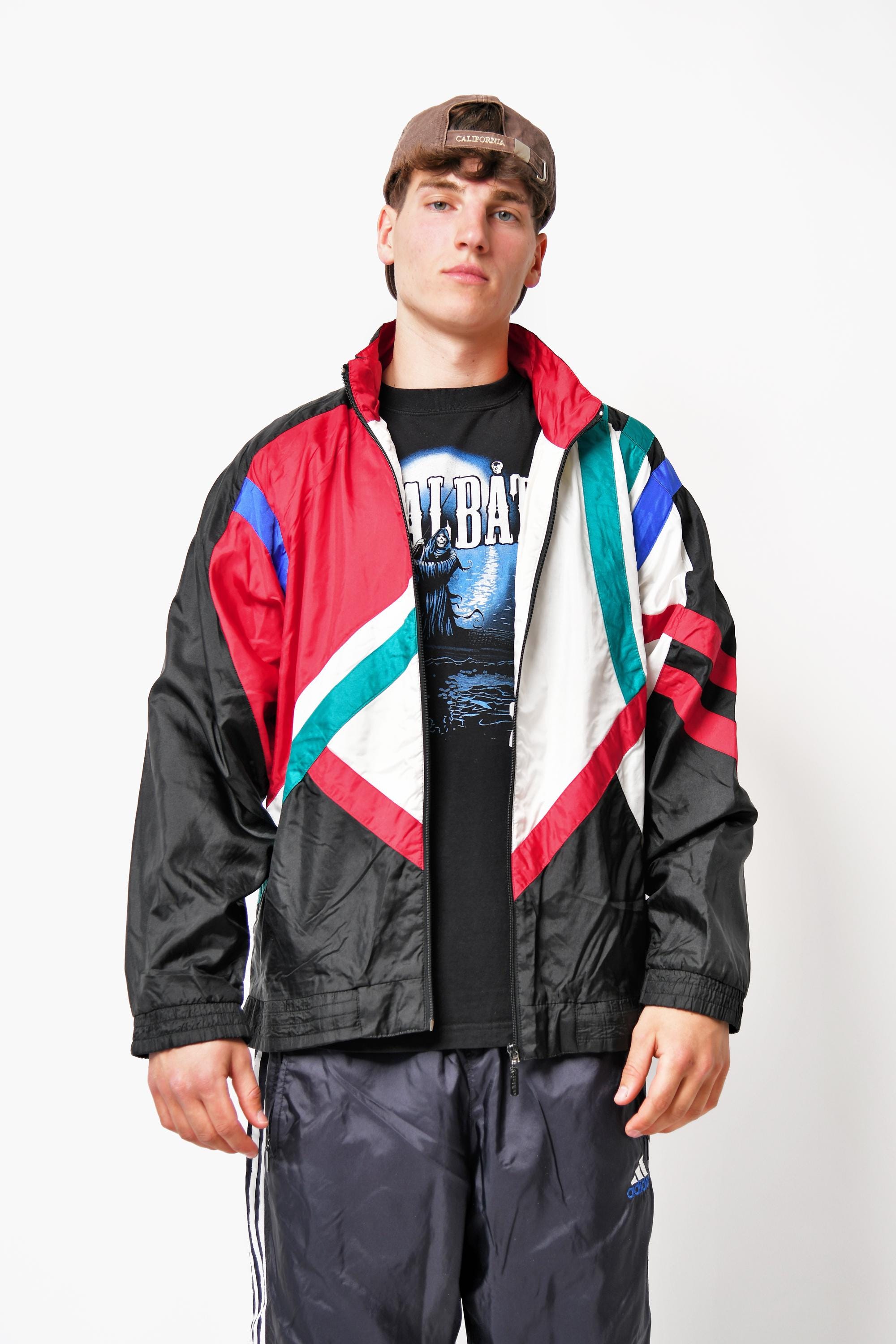 Vintage ADIDAS Wind Jacket Multi Colour Block | 90s Sport