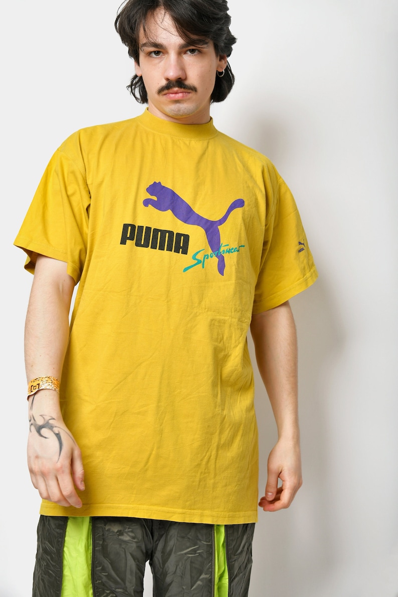 PUMA vintage t-shirt in yellow colour for men.
