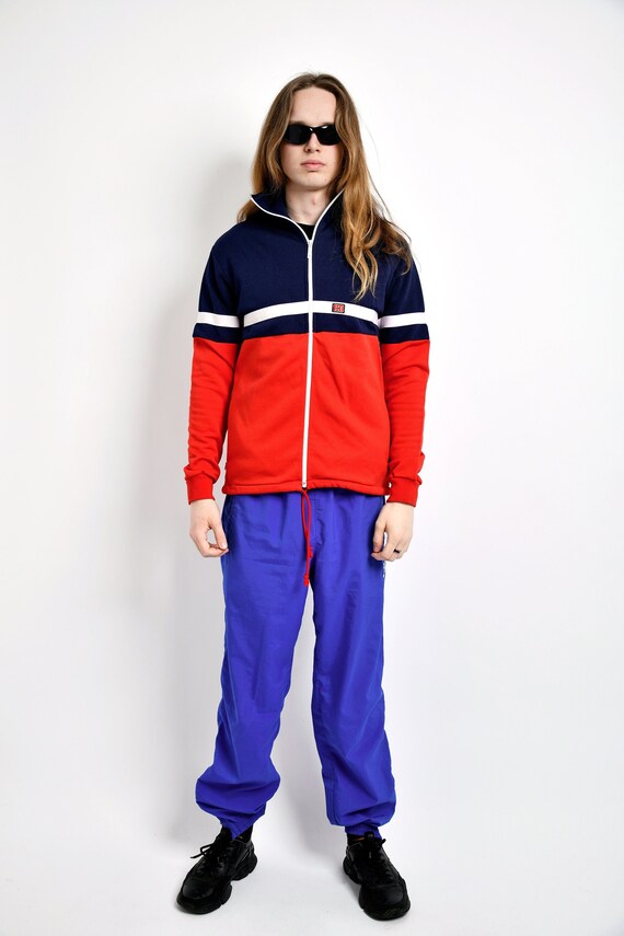Vintage 70s Sweat Jacket Men S Red Blue Colour Old Australia Vintage 70s Sweat Jacket Men S Red Blue, Red Coat And Blue Pants Mens Australia