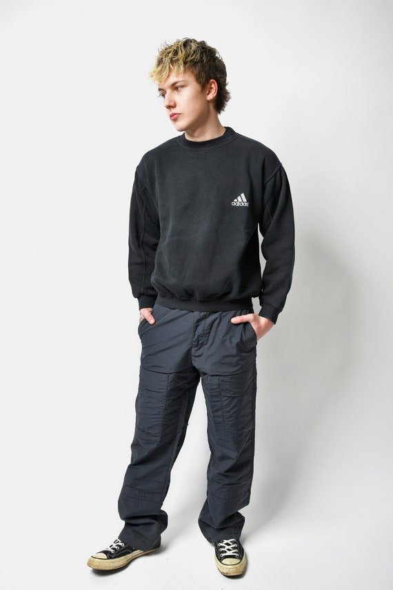 ADIDAS Vintage Sweatshirt Black Mens 90s Cozy Athletic Jumper Pullover Crewneck Sport Sweater 90s Streetwear Sportswear Small S Size Etsy UK