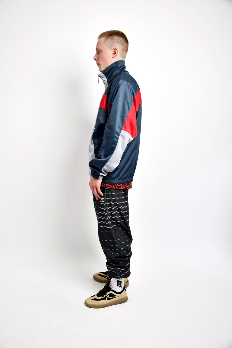 Retro 80s Track Jacket Multi Colour Block Men's Vintage Etsy