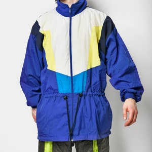 Vintage Sports Jacket Blue Colour | Men's 90s 80s Rave Wind Light Long ...