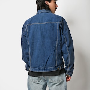 Vintage Denim Jacket Men in Dark Blue Wash Old School 90s Grunge ...
