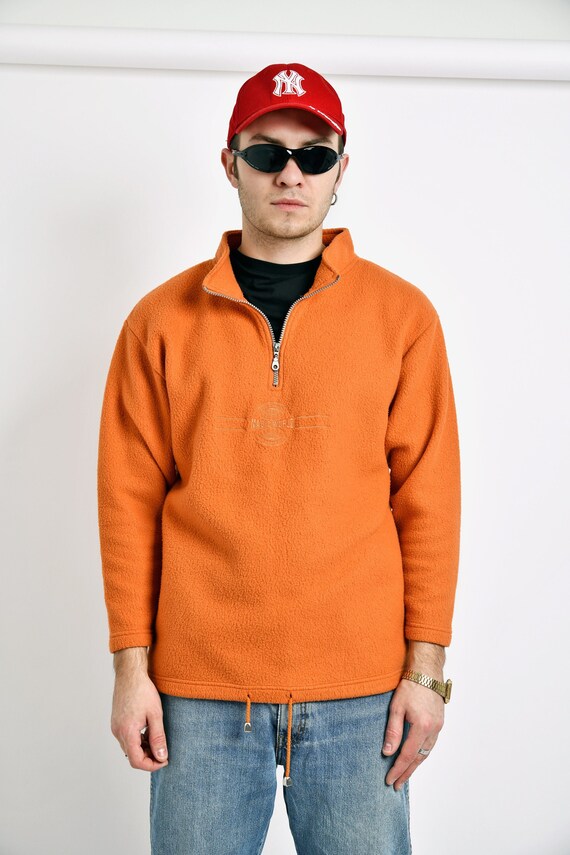 Retro 80s Fleece Ski Pullover Orange Vintage 90s Unisex Teddy Fluffy Jumper Quarter 1 4 Zip Jacket Warm Soft Sweatshirt Small S Size Etsy Ireland