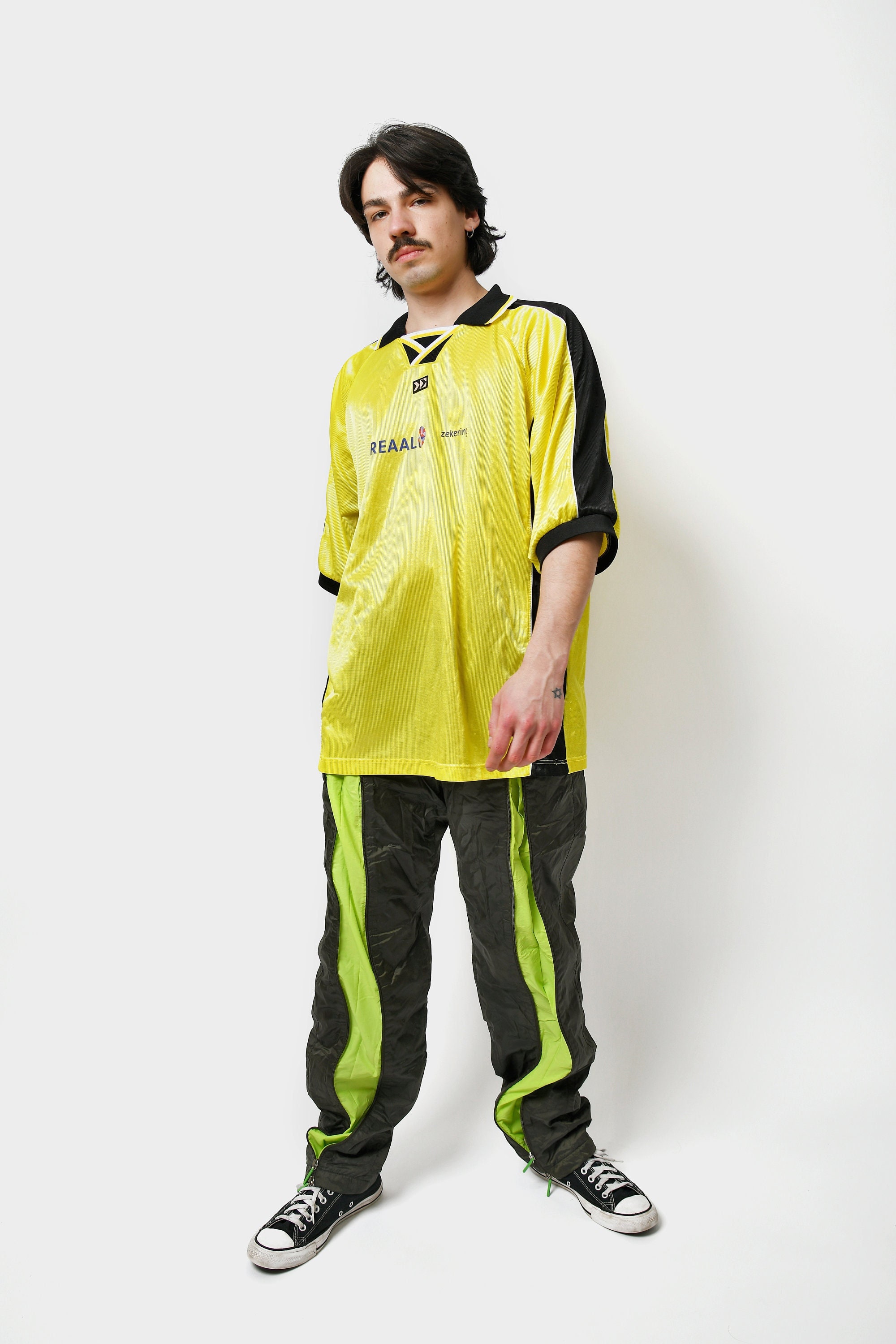【HI FI FNK】Jeno Color Nylon Pants VTG Kikwear Baggy Wide Leg Nylon K-net rave pants neon rave