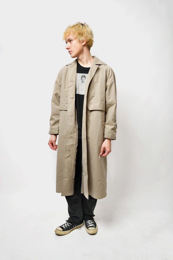 90s retro mac coat men's beige brown | Classic vi… - image 1