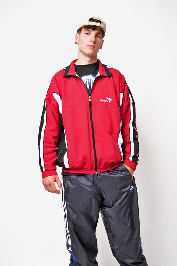 Vintage Windbreaker Men's Red Colour | 2000s Y2K Sport Tracksuit