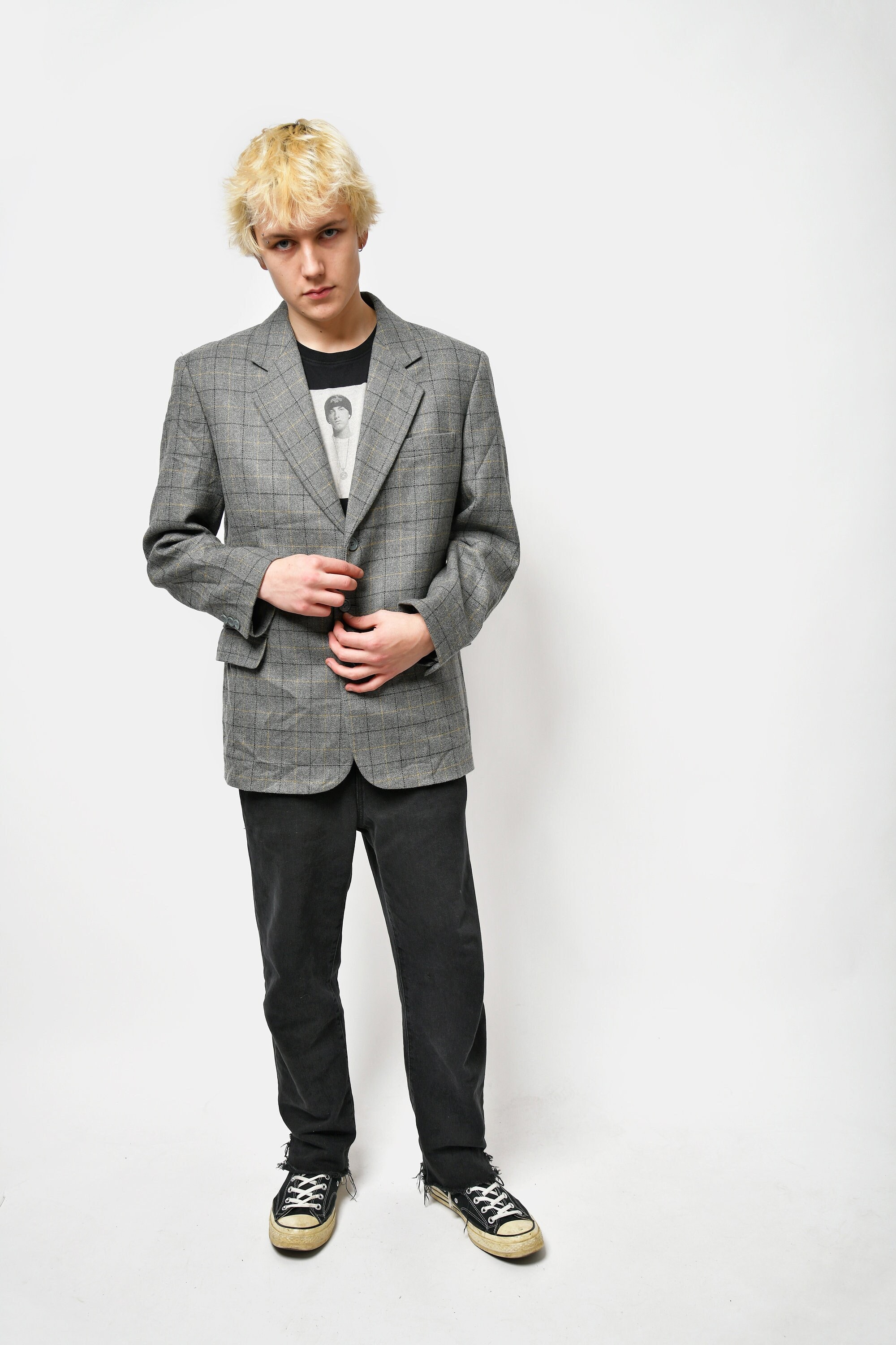 Lauren Ralph Lauren Mens Plaid Classic Fit Two-Button Blazer