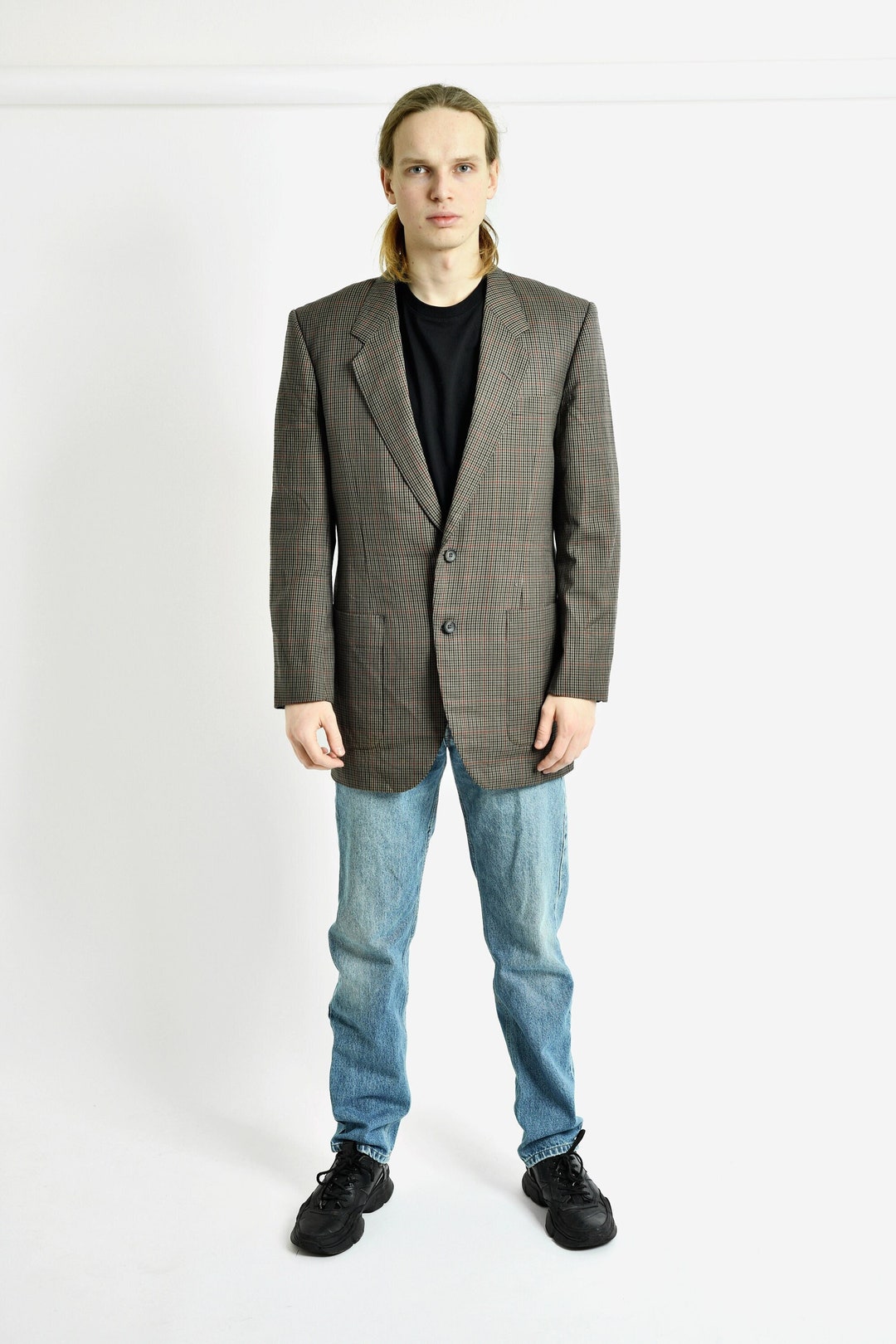 Buy Vintage Oversized 90s Blazer Men's Beige Brown | 80s Preppy