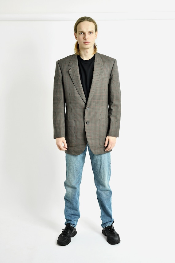 Vintage Oversized Blazer | Beige Brown 90s Sport Coat (Size L)