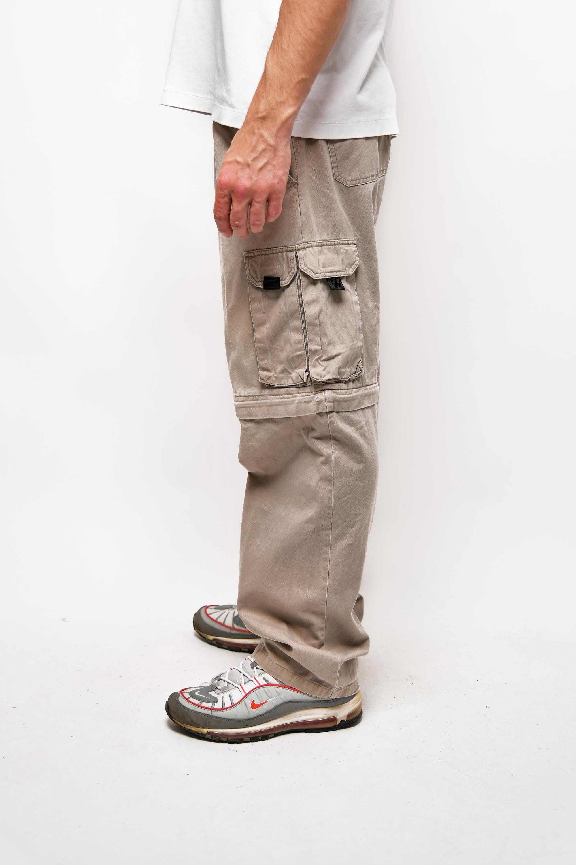 Vintage Hiking Pants Brown Beige Men's | Y2K Multi Pocket Cotton
