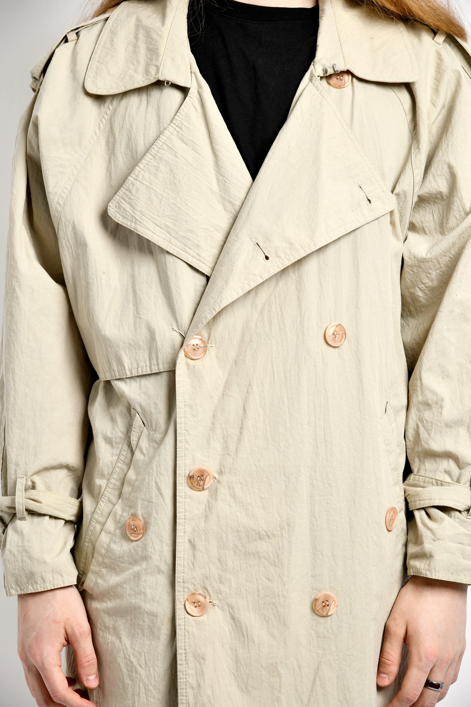 90s Vintage Detective Trench Coat Men's Beige | Spring 90s Vintage Detective Trench Coat Men's Beige | Spring