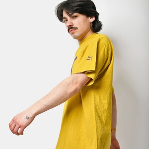 PUMA vintage t-shirt in yellow for men | 90s retro Old School tee | 1990s vintage sports shirt man | Active streetwear men's | XL/XXL size image 4