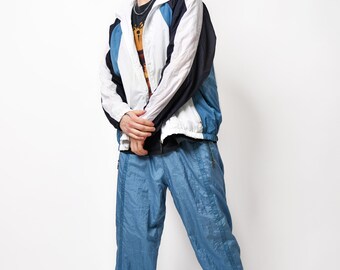 Chándal Años 80-90 Hombre - Sudadera Capucha Y Pantalón, Estilo Retro, Poliéster