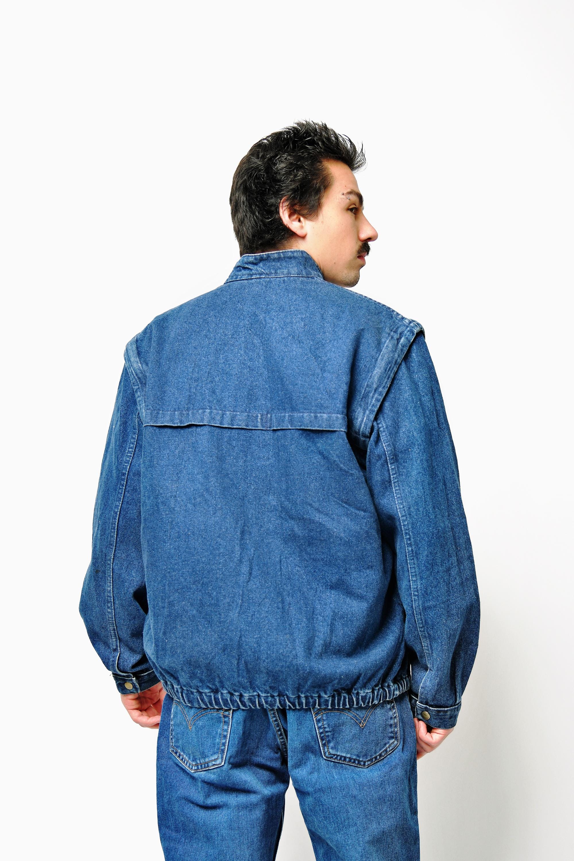 Vintage Denim Sherpa Jacket | Dark Blue Wash, 90s Old School