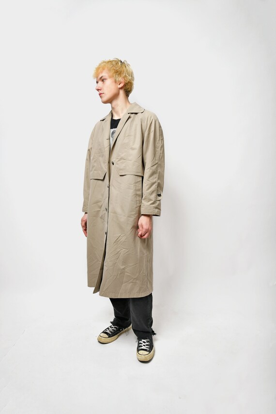 90s retro mac coat men's beige brown | Classic vi… - image 3