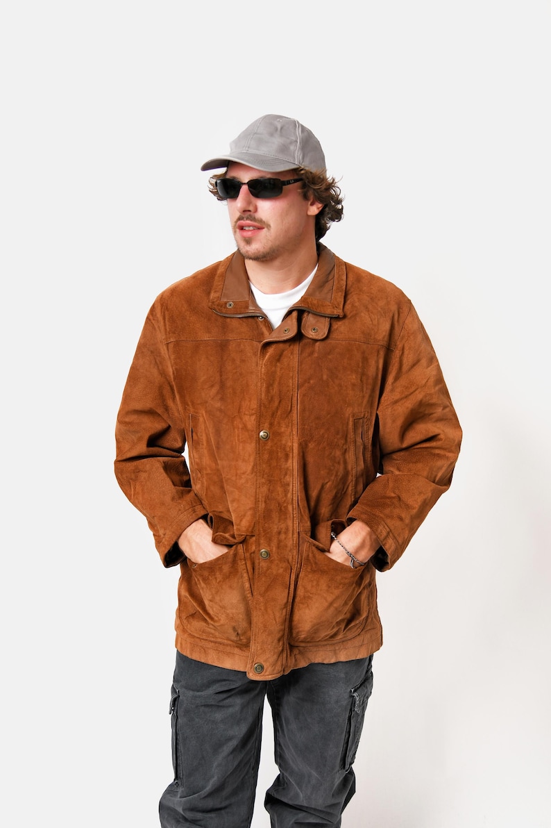 Vintage 80s brown suede leather western coat by Vallejo.