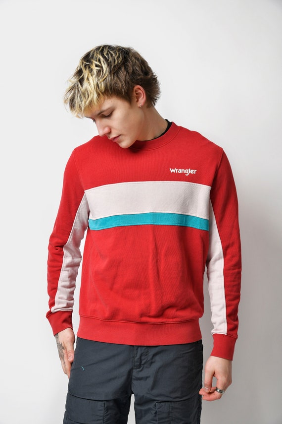 Wrangler Y2K red sweatshirt men's | Vintage 90s sp