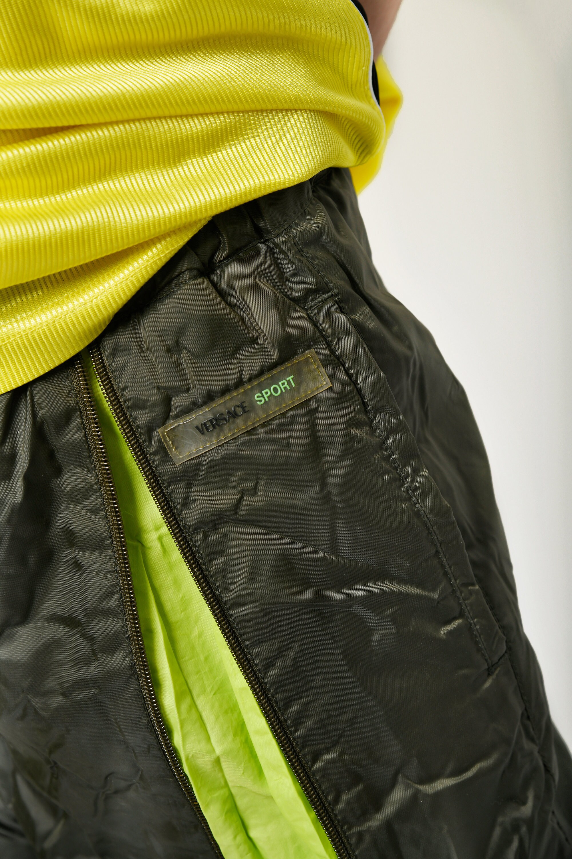 Vintage Versace Sport Nylon Pants Green | Deadstock 00s Y2K Era