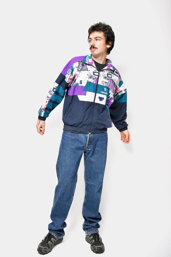 90s abstract patterned shell jacket multi coloure… - image 1