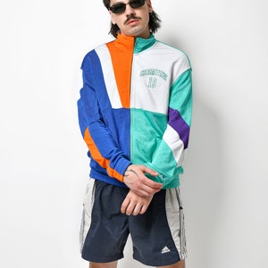 90s style CHAMPION jacket multi colour block men's Full zip up tracksuit top track sport rave bold vibrant jacket Medium M size image 2