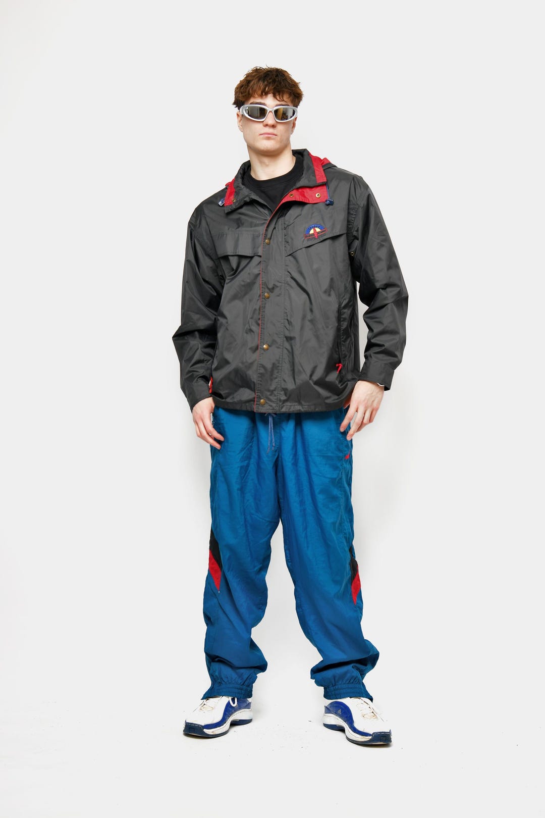Wind Rave 17 Retro 90s Windbreaker for Men in Black Colour | Vintage Hooded Jacket ...