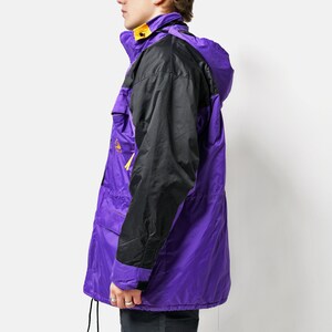 90s vintage parka jacket in purple Warm fall winter ski jacket men Retro 80s skiing sport hooded snow shell coat Large L size image 5