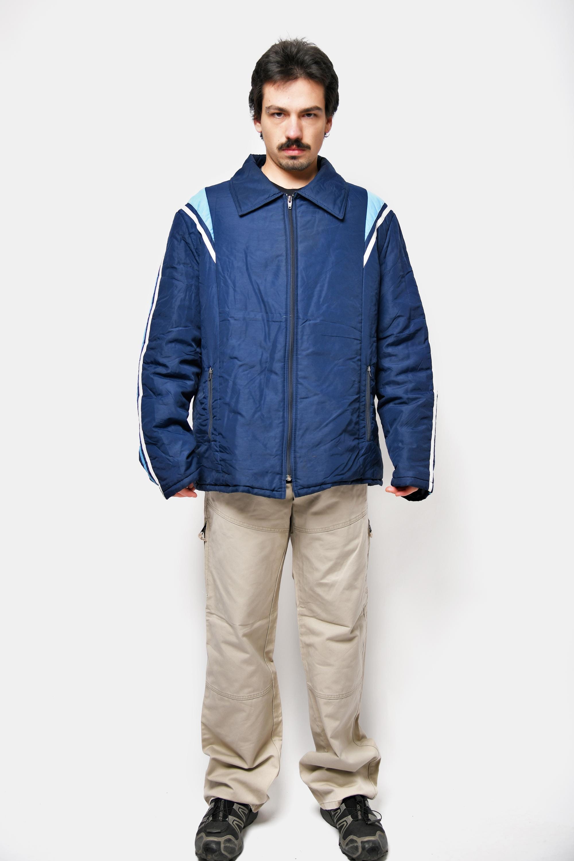 Retro 70s Classic Bomber Jacket Men's Navy Blue Colour | Vintage